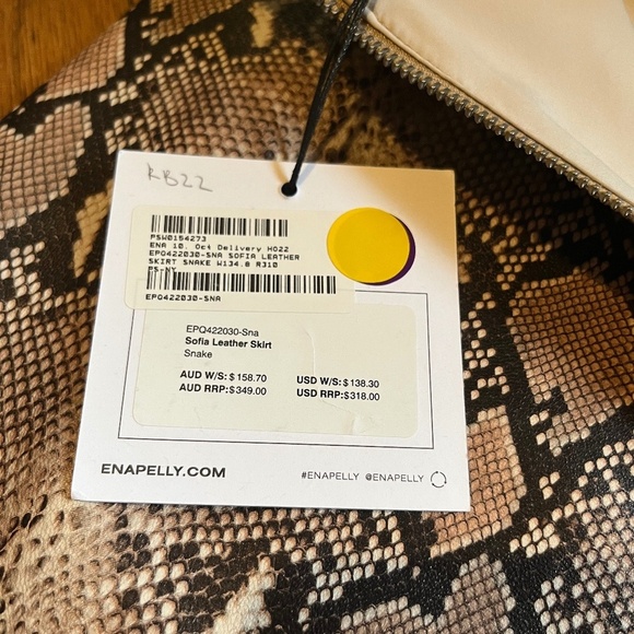 End Pelly Sofia Retro 90s Inspired Leather Mini Skirt Set in Snake NWT Size 4 - Picture 9 of 13